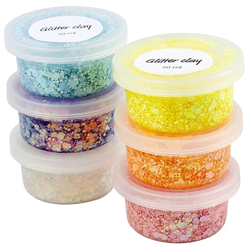 Glitter clay, pastelfarver