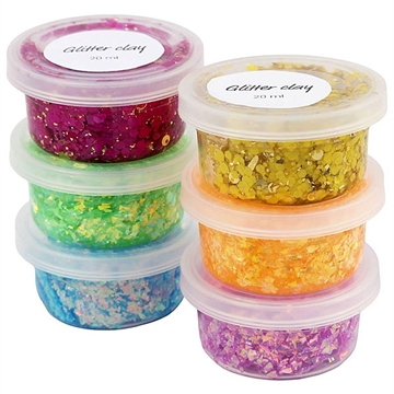 Glitter clay, glade farver