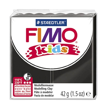 Fimo Kids ler, sort, 42 g.