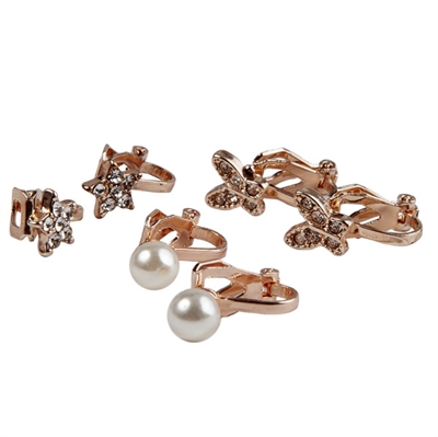 Øreringe, 3 sæt, clip-on