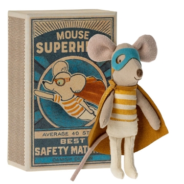 Superhelt mus m. tændstikæskeseng